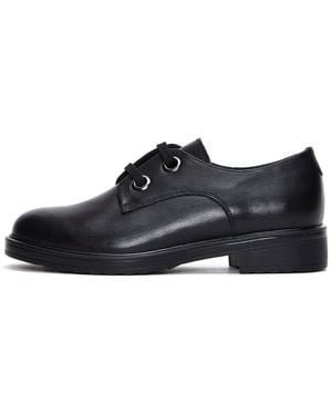 Derimod Maskuline Schuhe aus Leder ürschuh Schnürsenkel, Lederfutter, Gummisohle, Absatz 2 cm - Schwarz