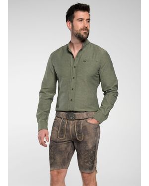 Spieth & Wensky Shorts Lederhose "Fürstenzell" (1-tlg) Edle Stickmotive und -farben - Grün