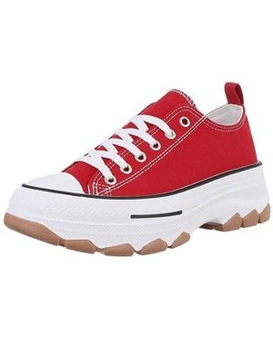 Ital-Design Damen Low-Top Freizeit Sneaker (88930397) Keilabsatz/Wedge Sneakers Low - Rot