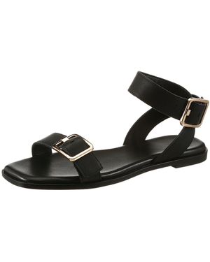 BOSS Sandale Sommerschuh, Leder Sandalette Mit Fesselriemen - Schwarz