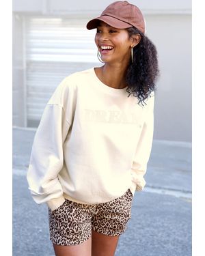 Buffalo Sweater mit aufwendiger Stickerei - Weiß