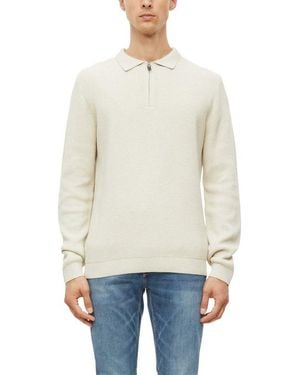 S.oliver Strickpullover Winterpullover Im Troyerlook Und Mit Hemdkragen - Weiß