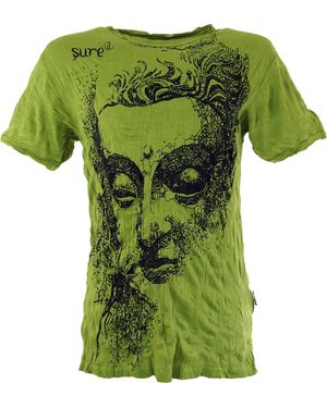 Guru-Shop Sure T-Shirt Buddha - lemon Goa Style, Festival, alternative Bekleidung - Grün