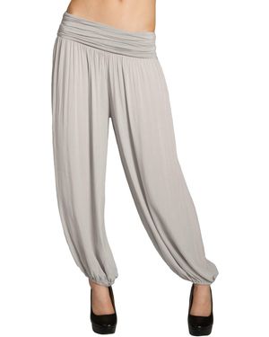 Caspar Stoffhose KHS035 leichte Sommer Haremshose mit hohem Stretch Bund - Grau