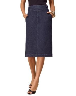 Friends Like These Jeansrock Knielanger Denim-Bleistiftrock (1-Tlg) - Blau