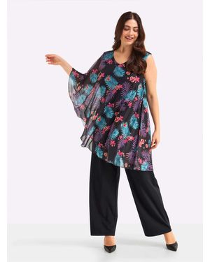 Sheego Jumpsuit Ärmellos Innenbeinlänge ca. 80 cm - Blau