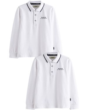 Baker by Ted Baker By Ted Baker Langarm-Poloshirt, 2er-Pack (2-tlg) - Weiß