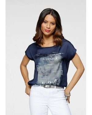 Laura Scott Shirtbluse Aus Satin Mit Dezentem Aufdruck - Blau