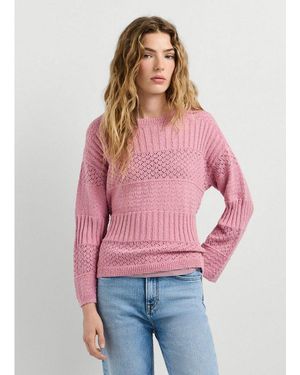 Pepe Jeans Strickpullover Alaya Im Strukturmix, Reine Baumwolle - Rot