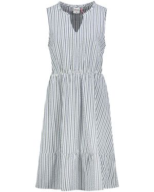 Sublevel Sommerkleid aus Baumwolle A-Linien Kleid mit Volants, Seersucker Optik - Blau