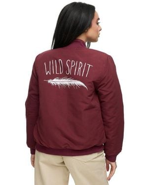 Worldclassca Bomberjacke Bomber Jacke Mit Wild Spirit Print Übergangs Freizeit - Rot