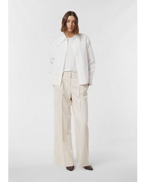 Comma, Chinos Hose Wide-Leg-Hose Mit Falten Und Doppeltem Bund - Weiß