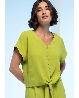 Bianca Shirtbluse SANJA aus Stoff mit bewegter Oberfläche in Trendfarbe - Grün