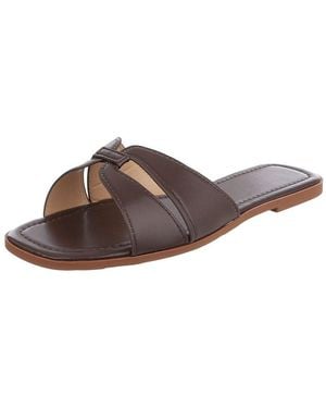 Ital-Design Damen Slip-On Sandale Mit Kreuzriemen Pantolette (91970868) Blockabsatz Pantoletten - Braun