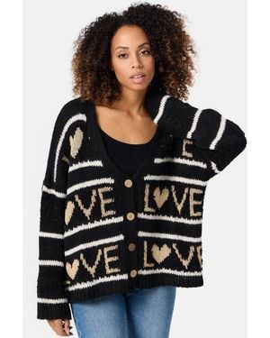 PM SELECTED PM68 (Festliche Strickjacke Cardigan Knöpfen) Mustermix, mit Wollanteil - Schwarz