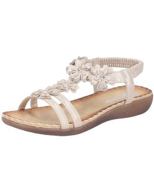 Rieker Sandale Sommerschuh, Urlaubsschuh Mit Blütenverzierung Und Glitzersteine - Schwarz