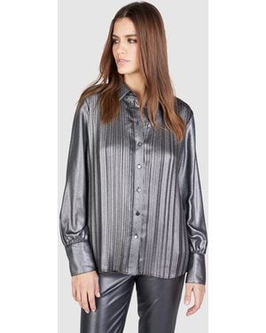 MARC AUREL Hemdbluse im Plissee-Look - Grau