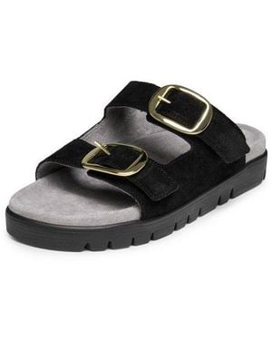Vitaform Damen Pantoletten Veloursleder Pantolette - Schwarz
