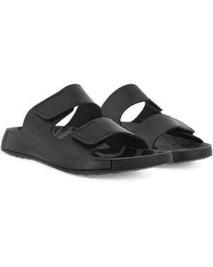Ecco Cozmo Flat (Vollnarbenleder, Flexible Sohle) Herren Sandale - Schwarz