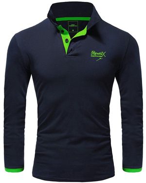 REPUBLIX Poloshirt OWEN Basic Langarm Kontrast Polo Hemd - Blau