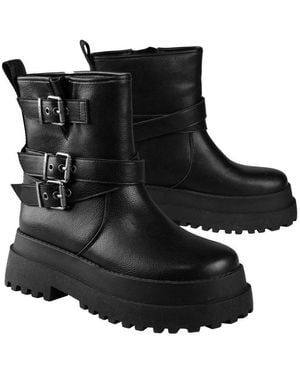 Buffalo Pluto Farmer Biker Stiefelette Mit Plateauabsatz - Schwarz