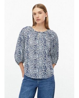 S.oliver Kurzarmbluse Bluse Bluse Im Relaxed Fit Mit All-Over-Print - Blau
