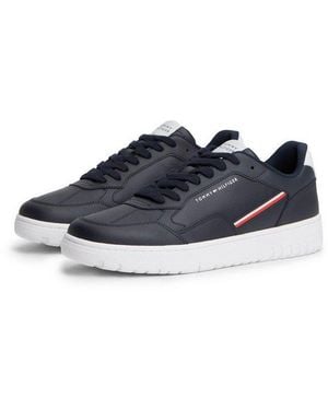 Tommy Hilfiger Th Basket Corporate Stripes Sneaker Schnürer, Halbschuh Mit Textil-Streifen - Blau