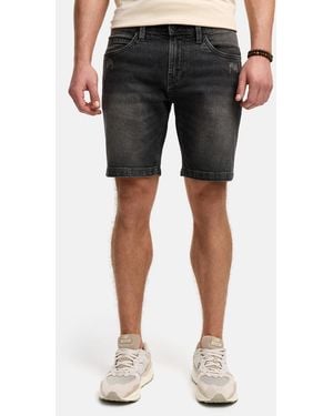 INDICODE Jeansshorts INMCFly stretchy Denim-Shorts mit crushed washing - Schwarz