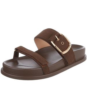 Ital-Design Damen Sandalen Mit Schnalle Und Komfortsohle Pantolette (91970976) Flach Pantoletten - Braun