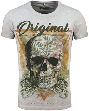 Key Largo T-Shirt Triangle Skull Totenkopf Print Motiv vintage Look MT00187 Rundhalsauschnitt bedruckt kurzarm slim fit - Grau