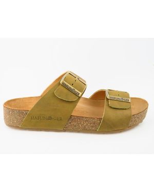 Haflinger Bio Andrea Oliv Country Pantolette - Gelb