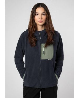 Sublevel Teddyfleecejacke mit Brusttasche und Kapuze Fleecejacke Outdoorjacke Kuscheljacke - Blau