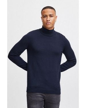 Solid Rollkragenpullover Sdagrio Rollkragenpulli Mit Abgesetztem Strickmuster - Blau