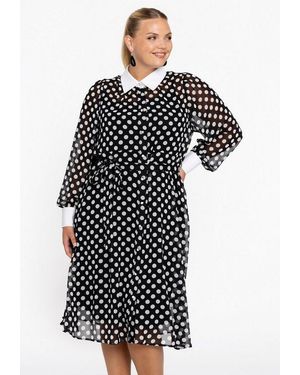 Yoek Midikleid Damen Kleid Große Größen Mit Punkten - Schwarz
