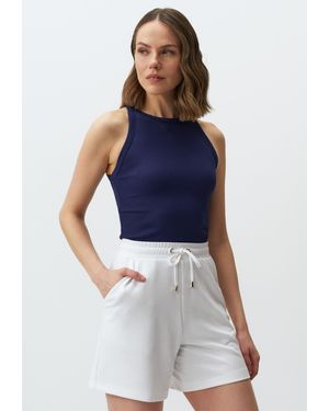 Jimmy Key Hohe Taille Weites Bein Jersey Shorts - Blau