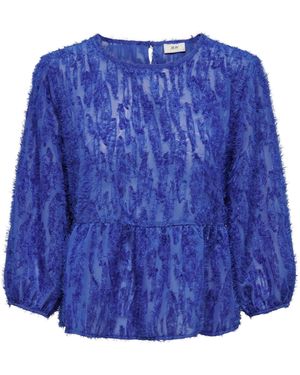 Jacqueline De Yong Blusenshirt Elegante / ASrm Mesh Blumen JDYKING 3/4 TOP WVN - Blau
