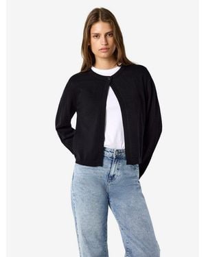 Noisy May Strickjacke Nmmaysa L/S O-Neck Knit Cardigan Noos Baumwollmischung, Regular Fit - Blau