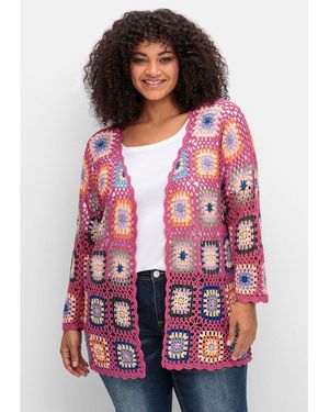 Sheego Cardigan Große Größen in Häkeloptik, mit Crochet-Muster - Rot