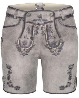 Nübler Ü Trachtenlederhose Lederhose kurz Tiana M in Silber von - Grau