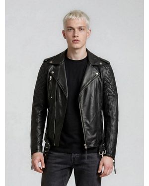 trueprodigy Lederjacke Simba Abgesteppte Details An Der Schulter Und Logo Applikation - Schwarz