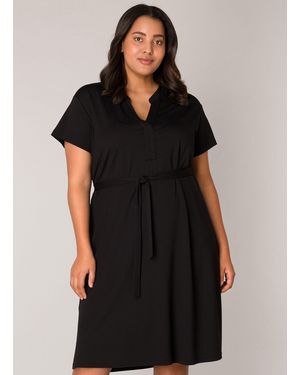 Base Level Curvy Sommerkleid mit Bindegürtel - Schwarz