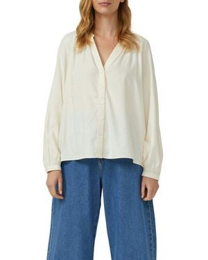 S.oliver Flanellbluse Mit Raffung - Blau