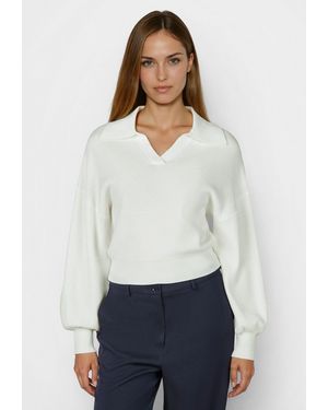 MARC AUREL Strickpullover in Rippe - Weiß
