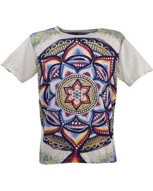 Guru-Shop Mirror T-Shirt - Universum beige Goa Style, Festival, alternative Bekleidung - Blau