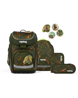 ergobag Schulranzen cubo . (-tlg., 5-teiliges Set), größenverstellbares Rückensystem - Grün