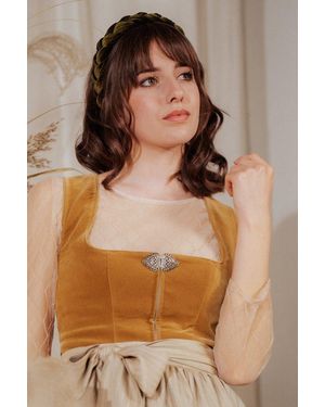 Marjo Dirndl Samt Dirndl 2Tlg - Braun