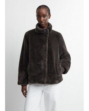 Comma, Funktionsjacke Outdoor-Jacke Fake-Fur-Jacke Mit Strickbündchen - Schwarz