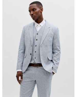 Jack & Jones Sakko Jprmartin Summer Blz Linen Blend No06 Sn Baumwollmischung, Slim Fit - Grau