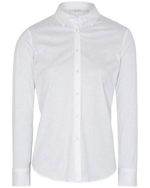 Eterna Blusentop Fitted Langarm Bluse Weiss Jersey 5158-00-Df05 - Weiß