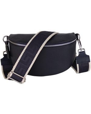 MIRROSI Bauchtasche Damen, Echtleder, Leder, Made - Schwarz